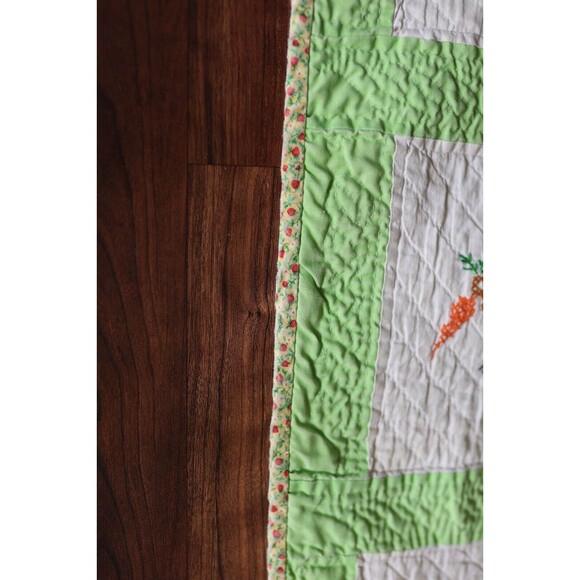 Vintage Peter Rabbit Cross Stitch Hand Embroidered Baby Quilt  Blanket 39X29 - Picture 6 of 15